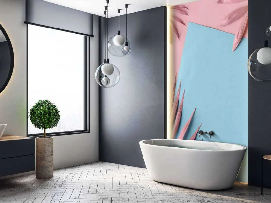 geverfde_palmbladeren_fot_8.webp Hot Geverfde palmbladeren fotobehang Tienerkamer | Bloemen