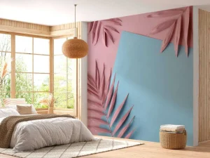 Hot Geverfde palmbladeren fotobehang Tienerkamer | Bloemen