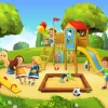 Discount Gezellige speeltuin fotobehang Kinderkamer