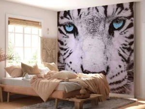 Best Gezicht van een Witte Tijger fotobehang Woonkamer | Dieren