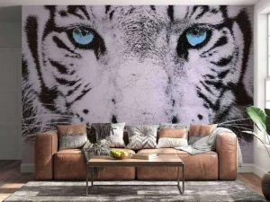 Best Gezicht van een Witte Tijger fotobehang Woonkamer | Dieren