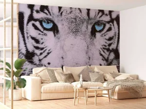 Best Gezicht van een Witte Tijger fotobehang Woonkamer | Dieren