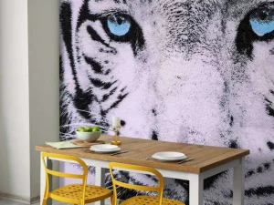 Best Gezicht van een Witte Tijger fotobehang Woonkamer | Dieren