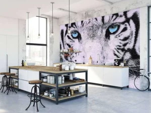 Best Gezicht van een Witte Tijger fotobehang Woonkamer | Dieren