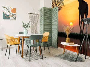 Hot Giraffe achtergrond met zonsondergang fotobehang Dieren
