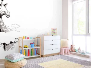 Hot Giraffe tekening fotobehang Babykamer | Dieren