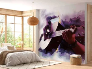 Outlet Gitaarspeler waterverf schilderij fotobehang Tienerkamer