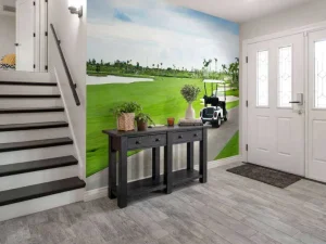 Clearance Golfbaan met een golfwagen fotobehang Sport