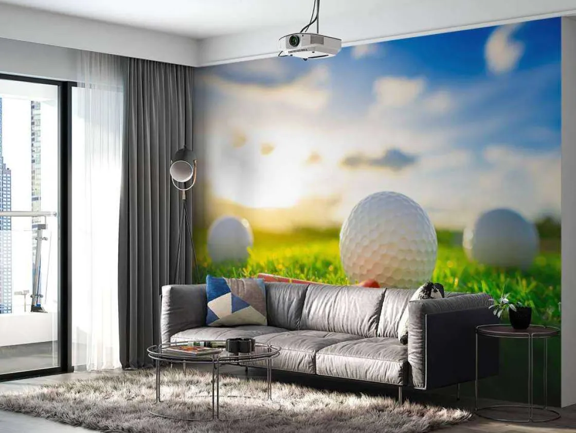 golfballen_met_houder_op__2.webp New Golfballen met houder op kunstgras fotobehang Kinderkamer | Sport