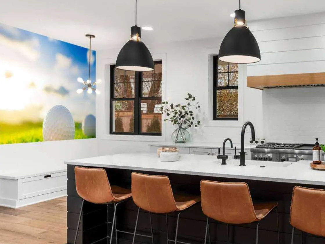 golfballen_met_houder_op__5.webp New Golfballen met houder op kunstgras fotobehang Kinderkamer | Sport