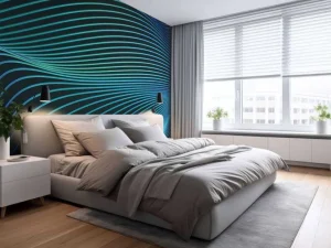 Best Golvend neon ontwerp fotobehang Tienerkamer | Computerkamer