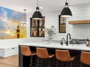 Best Gouden Boeddha bij zonsondergang fotobehang Architectuur