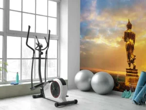 Best Gouden Boeddha bij zonsondergang fotobehang Architectuur