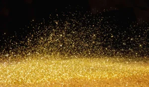 Discount Gouden glitters met een zwarte achtergrond fotobehang Tienerkamer | Oppervlakten