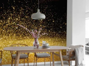 Discount Gouden glitters met een zwarte achtergrond fotobehang Tienerkamer | Oppervlakten