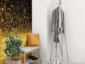 Discount Gouden glitters met een zwarte achtergrond fotobehang Tienerkamer | Oppervlakten