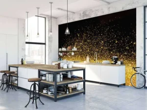 Discount Gouden glitters met een zwarte achtergrond fotobehang Tienerkamer | Oppervlakten
