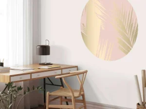 Clearance Gouden palmbladeren met een roze achtergrond fotobehang Tienerkamer | Bloemen