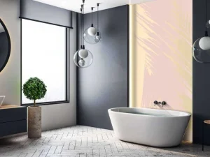 Clearance Gouden palmbladeren met een roze achtergrond fotobehang Tienerkamer | Bloemen