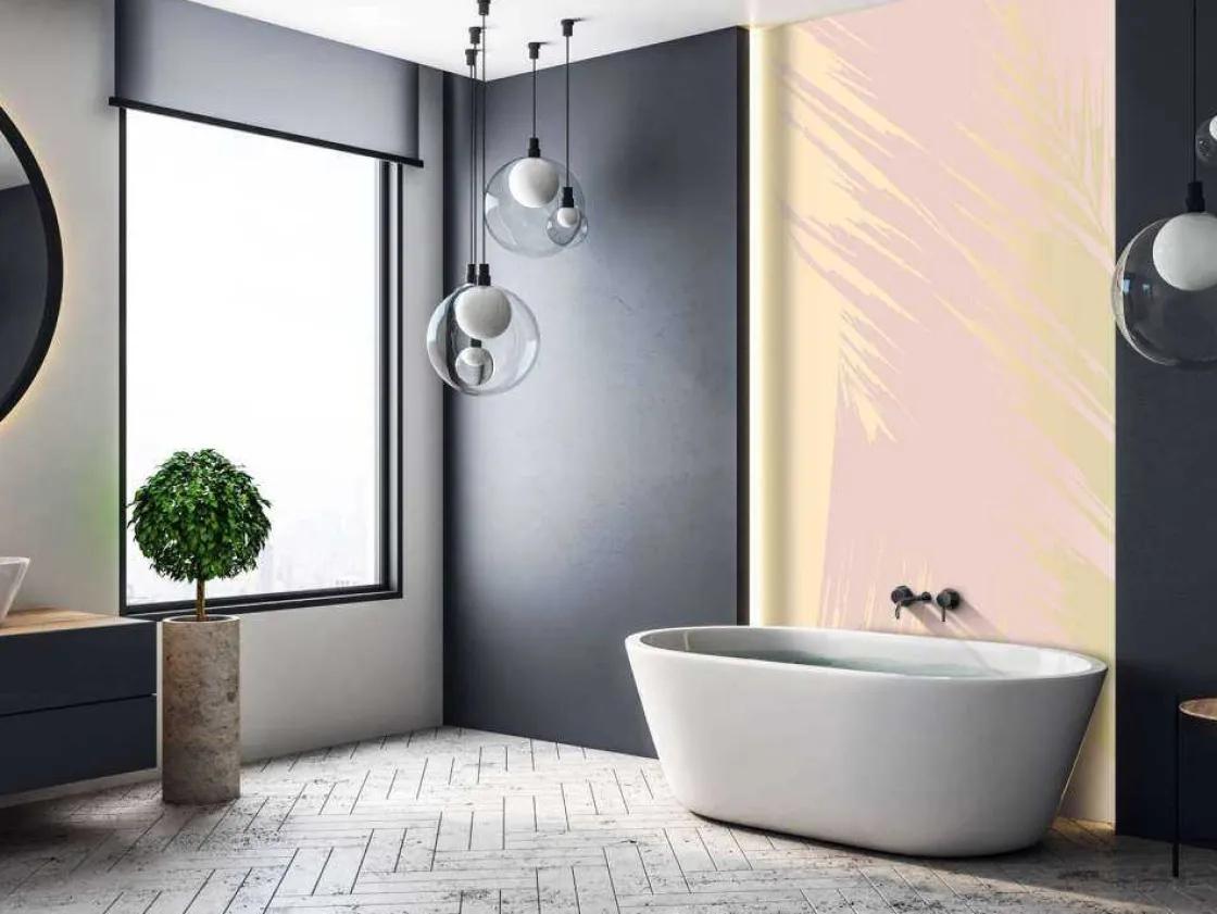 gouden_palmbladeren_met_e_7.webp Clearance Gouden palmbladeren met een roze achtergrond fotobehang Tienerkamer | Bloemen