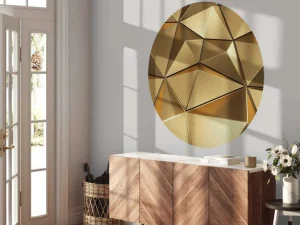 Online Gouden veelhoekig geometrisch oppervlak fotobehang 3d