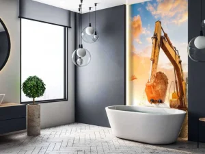 Fashion Graafmachines bij zonsondergang fotobehang Tienerkamer | Kinderkamer