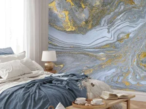 Hot Grijze verf met gouden glitters fotobehang Oppervlakten