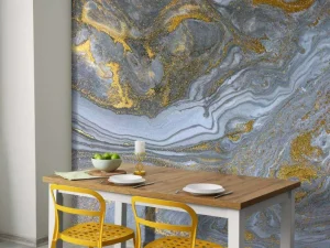 Hot Grijze verf met gouden glitters fotobehang Oppervlakten
