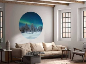 Discount Groen Noorderlicht in Noorwegen fotobehang Bloemen