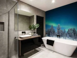 Discount Groen Noorderlicht in Noorwegen fotobehang Bloemen