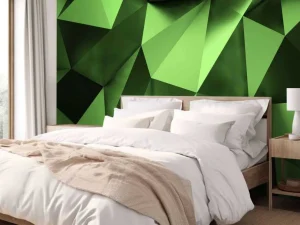 Sale Groen veelhoekig geometrisch oppervlak fotobehang 3d