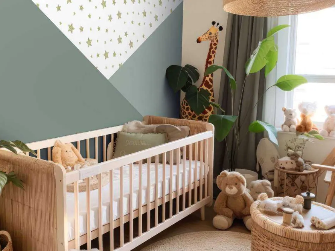groene_driehoeken_met_ste_4.webp Clearance Groene driehoeken met sterren Kinderkamer