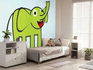 Sale Groene olifant fotobehang Babykamer