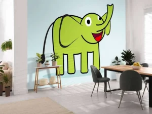Sale Groene olifant fotobehang Babykamer