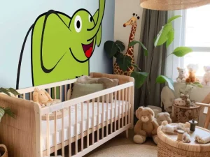Sale Groene olifant fotobehang Babykamer