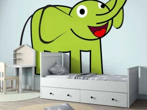 Sale Groene olifant fotobehang Babykamer