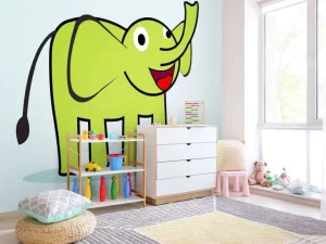Sale Groene olifant fotobehang Babykamer