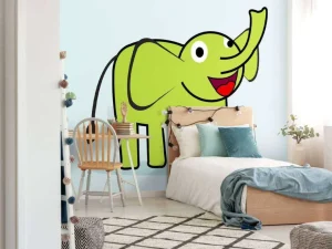 Sale Groene olifant fotobehang Babykamer