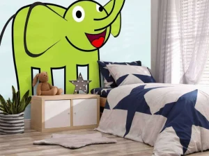 Sale Groene olifant fotobehang Babykamer