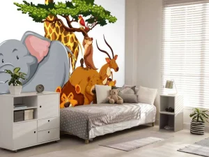 Outlet Groep wilde dieren fotobehang Kinderkamer