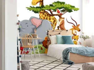 Outlet Groep wilde dieren fotobehang Kinderkamer