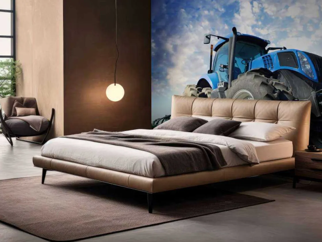 grote_blauwe_tractor_onde_9.webp Outlet Grote blauwe tractor onder een bewolkte hemel fotobehang Tienerkamer | Kinderkamer
