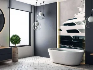 Hot Grote jacht in zwart-wit fotobehang Tienerkamer | Transport