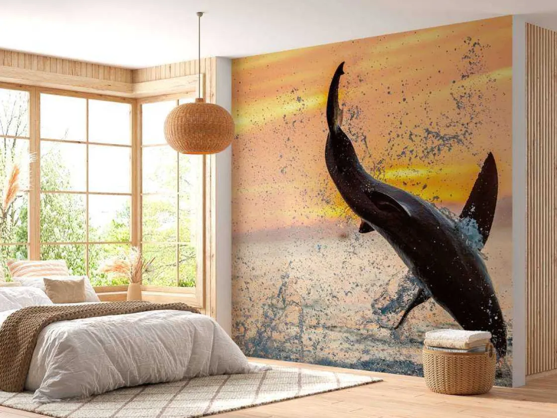 grote_witte_haai_aan_het__1.webp Outlet Grote witte haai aan het aanvallen fotobehang Dieren