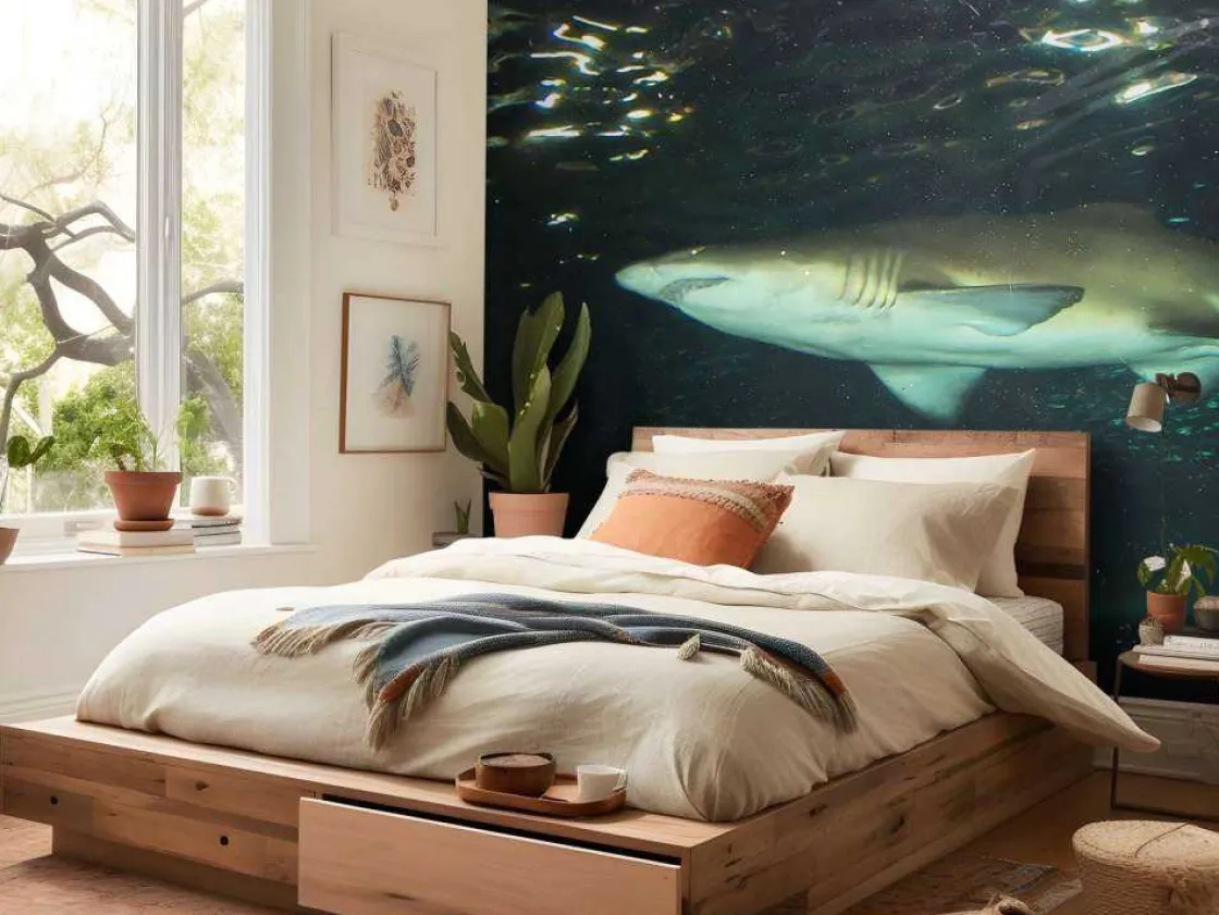 grote_witte_haai_in_een_a_1.webp Best Grote witte haai in een aquarium fotobehang Tienerkamer | Dieren