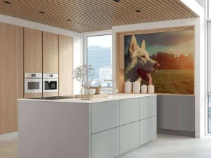 Fashion Grote witte hond bij zonsondergang fotobehang Dieren