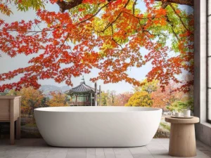 Fashion Gyeongbukgung Palace in de herfst fotobehang Bloemen | Architectuur