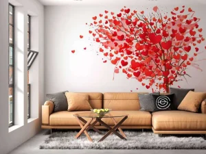 Online Hart gevormde boom design fotobehang Babykamer | Bloemen