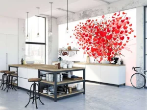 Online Hart gevormde boom design fotobehang Babykamer | Bloemen
