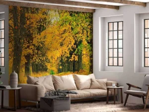 Hot Herfst Bomen met Gele Bladeren fotobehang Bloemen